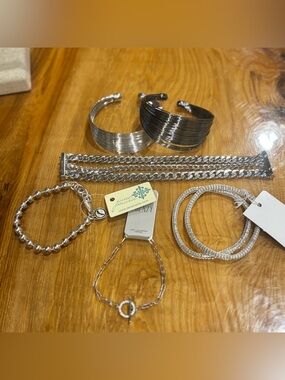 Mixed Silver Bracelet Lot - Multi Style Stack